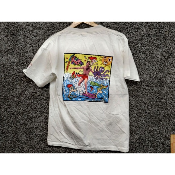 VTG 7 Up SS Uncola T Shirt Large White Surf Beach Graphic Single Stitch 90s - Picture 3 of 9
